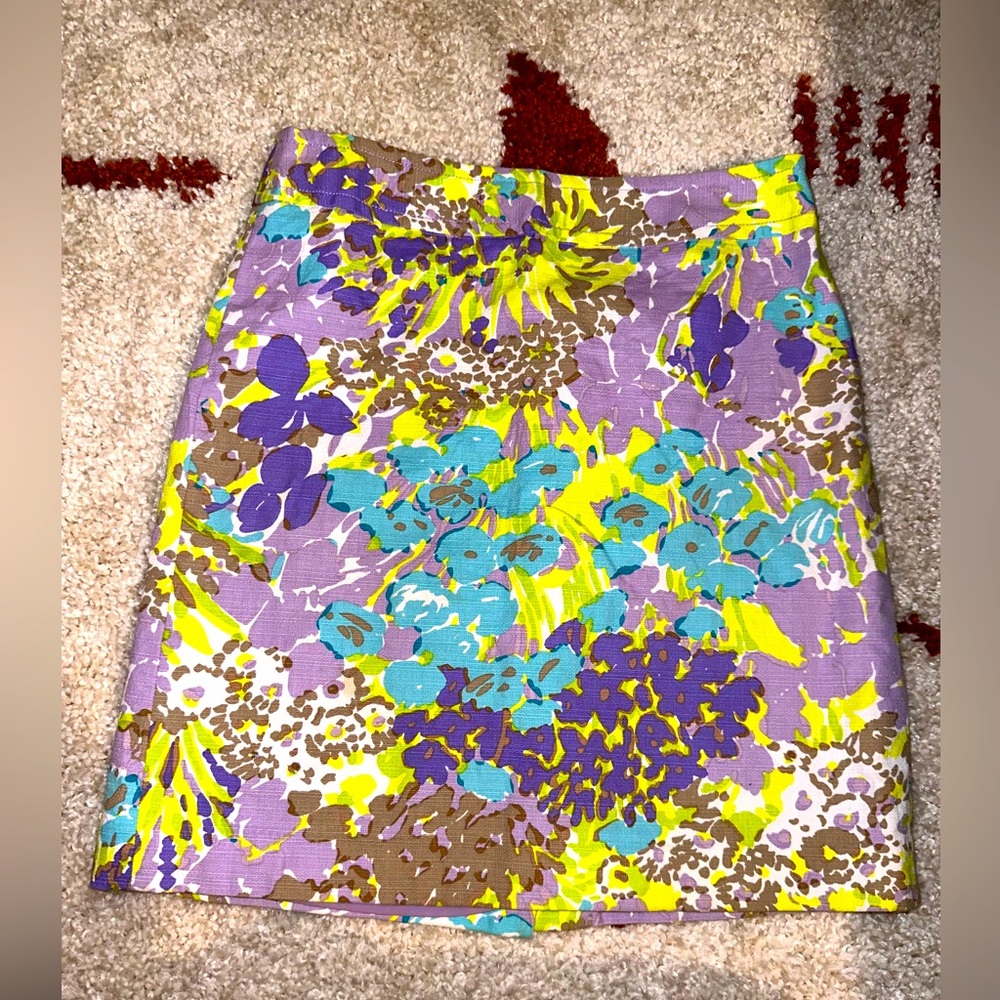 Talbots Skirt Womens Size 2P Multicolor Watercolor Floral Lined Stretch Colorful